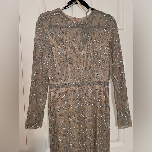👗 NWT! Mac Duggal Sequin & Bead Long Sleeve Dress - Picture 6 of 15